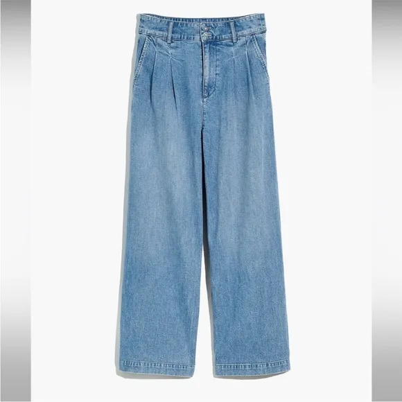 Madewell Pleated Wide Leg High Waisted Crop Jeans Size 8