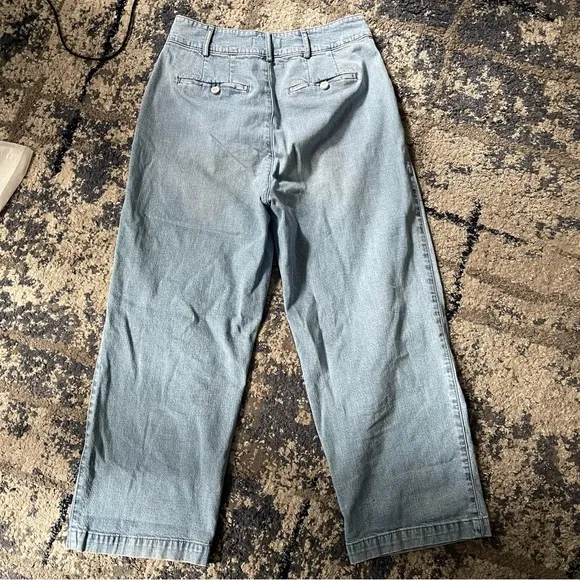 Madewell Pleated Wide Leg High Waisted Crop Jeans Size 8