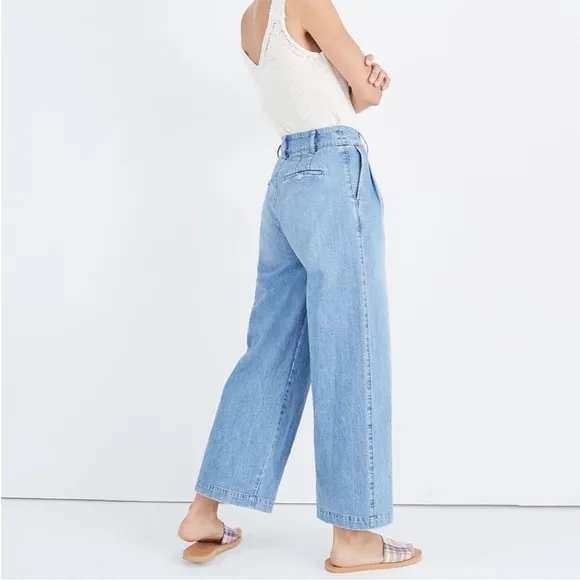 Madewell Pleated Wide Leg High Waisted Crop Jeans Size 8