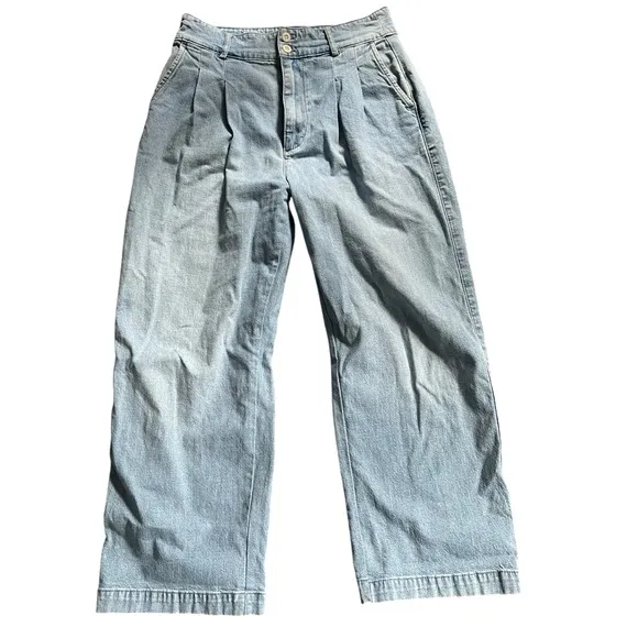 Madewell Pleated Wide Leg High Waisted Crop Jeans Size 8
