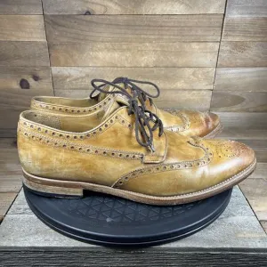 Magnanni Roda Oxford Shoes Mens 9.5M Brown Tan Leather Distressed Wingtip Brogue