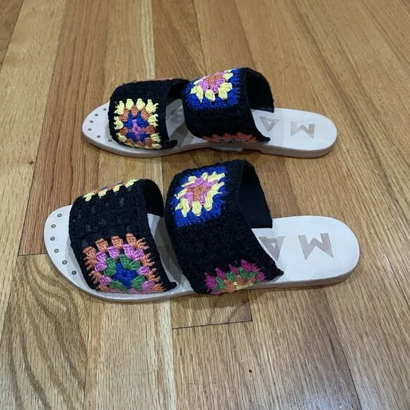 Manebi Evereve Boho Crochet Double Strap Sandals Womens Size 37 US 7 NEW NO BOX