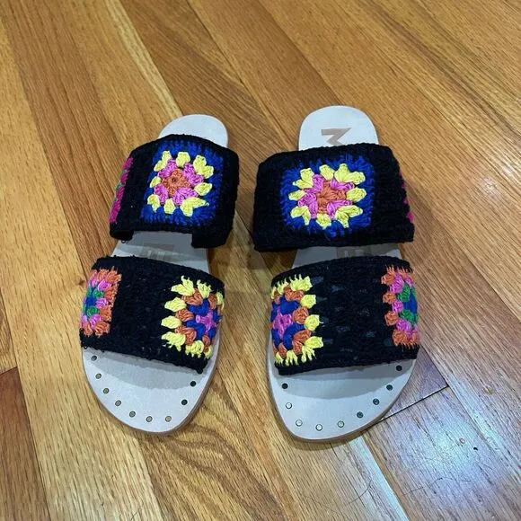Manebi Evereve Boho Crochet Double Strap Sandals Womens Size 37 US 7 NEW NO BOX