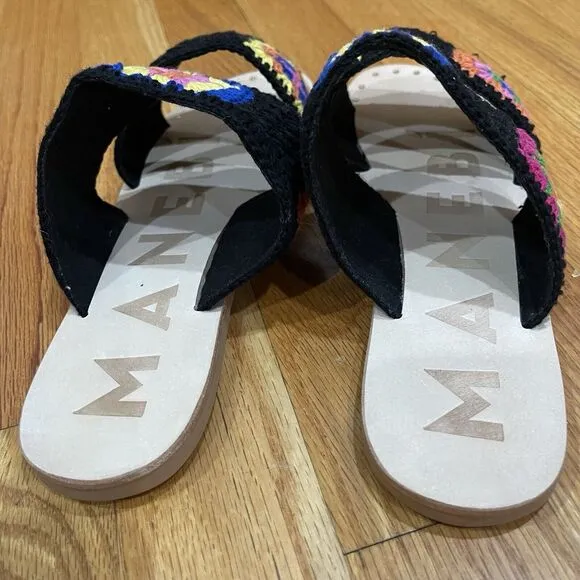 Manebi Evereve Boho Crochet Double Strap Sandals Womens Size 37 US 7 NEW NO BOX