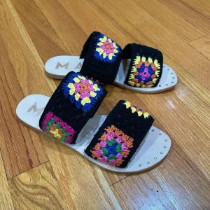Manebi Evereve Boho Crochet Double Strap Sandals Womens Size 37 US 7 NEW NO BOX