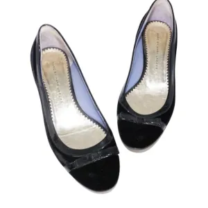 Marc Jacobs Black Velvet &amp; Patent Leather Bow Kitten Heels, Size 38