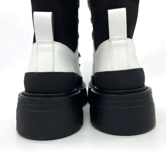 Marc Fisher Izuma Lugsole Leather Boots Winter White Size 6 New