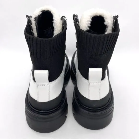 Marc Fisher Izuma Lugsole Leather Boots Winter White Size 6 New