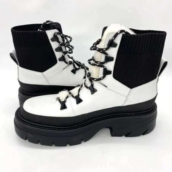 Marc Fisher Izuma Lugsole Leather Boots Winter White Size 6 New