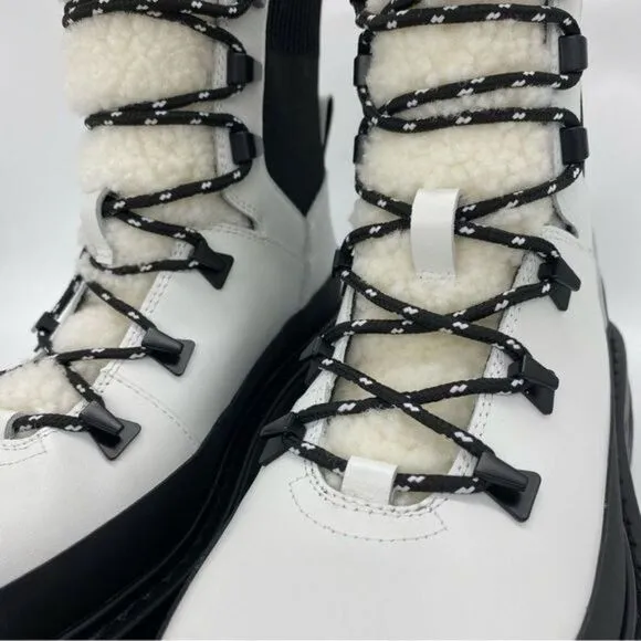 Marc Fisher Izuma Lugsole Leather Boots Winter White Size 6 New