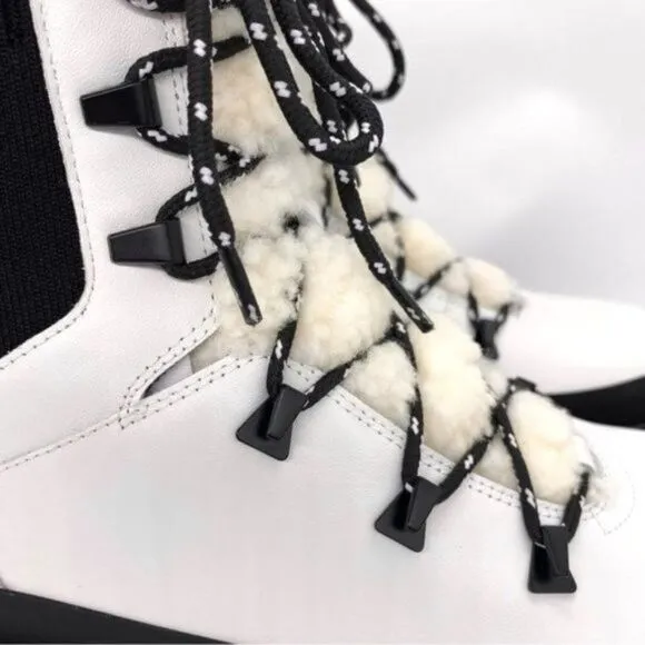 Marc Fisher Izuma Lugsole Leather Boots Size 9.5. New Winter White
