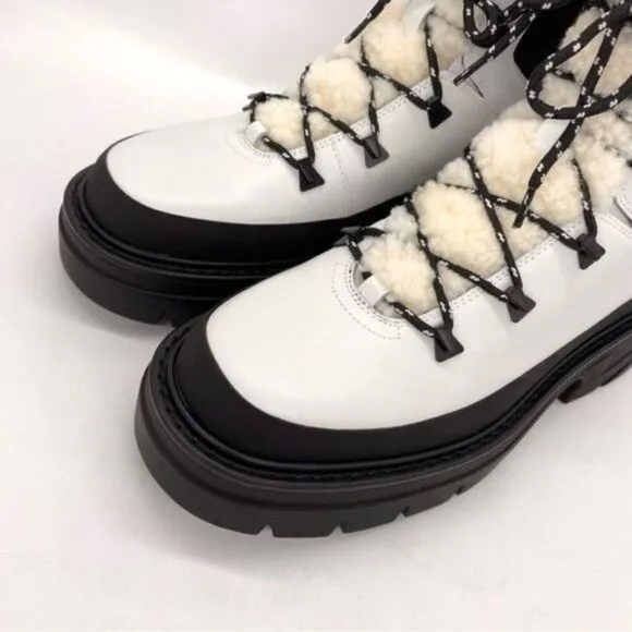 Marc Fisher Izuma Lugsole Leather Boots Size 9.5. New Winter White