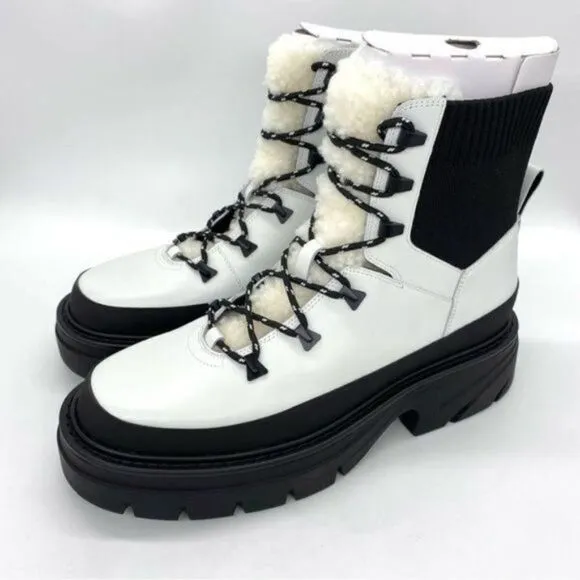 Marc Fisher Izuma Lugsole Leather Boots Size 9.5. New Winter White
