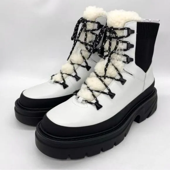 Marc Fisher Izuma Lugsole Leather Boots Size 9.5. New Winter White
