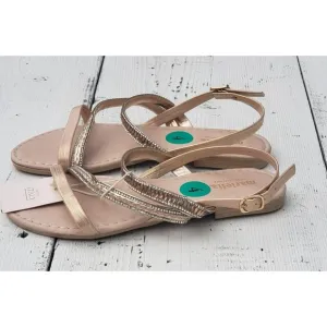 Mariella Girls Size 4 Made in Italy Rose Gold Sparkle Sandals NEW