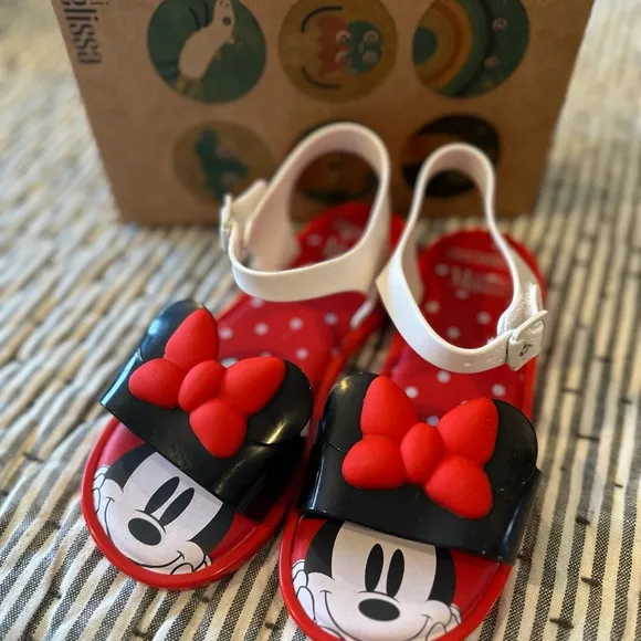 Melissa Kids' Red and Black Sandals Minnie Mouse  12 new