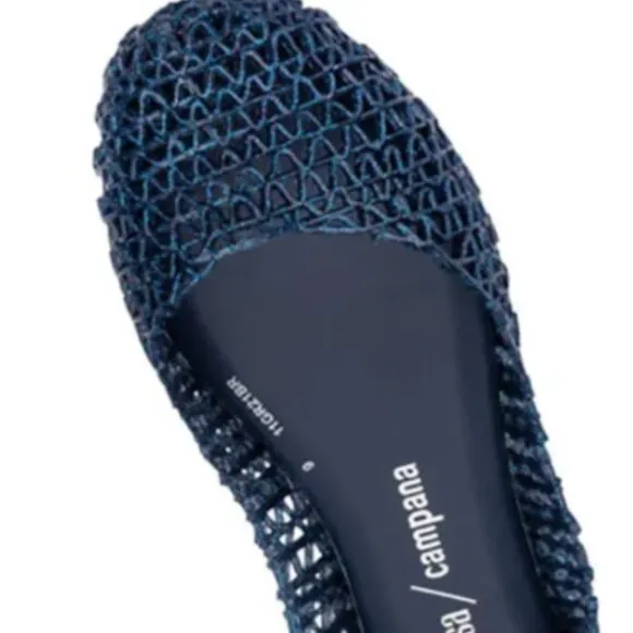 Melissa Mini Campana Papel ballet pumps Blue Glitter size 4 New in Box
