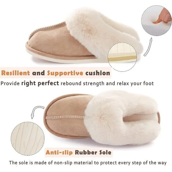 Memory Foam Fluffy Soft Warm Slip House Slippers Anti-Skid Cozy Plush for Womens