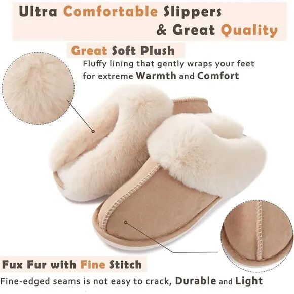 Memory Foam Fluffy Soft Warm Slip House Slippers Anti-Skid Cozy Plush for Womens