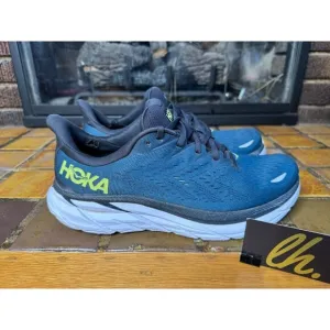 Mens 10 Wide Hoka One One Clifton 8 Blue Athletic Running Shoes 1121374 BCBT