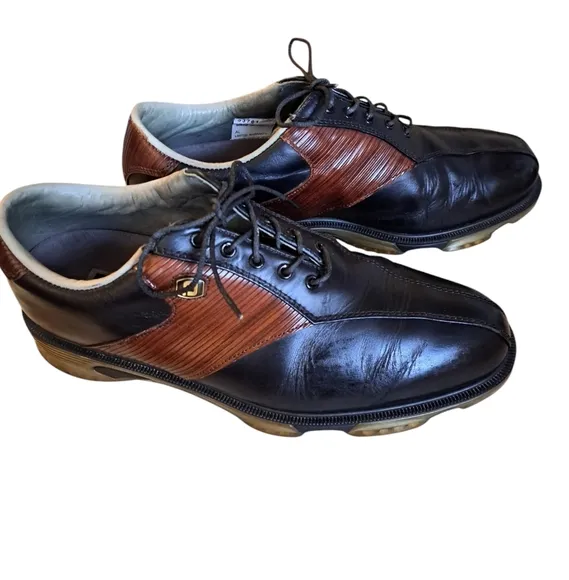 Men's FootJoy Black and Brown Leather Shoes. Golf Shoes. Size 9 W