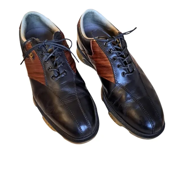 Men's FootJoy Black and Brown Leather Shoes. Golf Shoes. Size 9 W