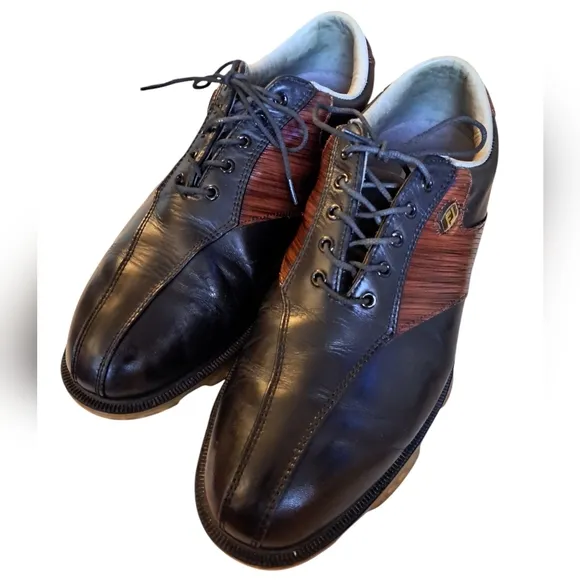 Men's FootJoy Black and Brown Leather Shoes. Golf Shoes. Size 9 W