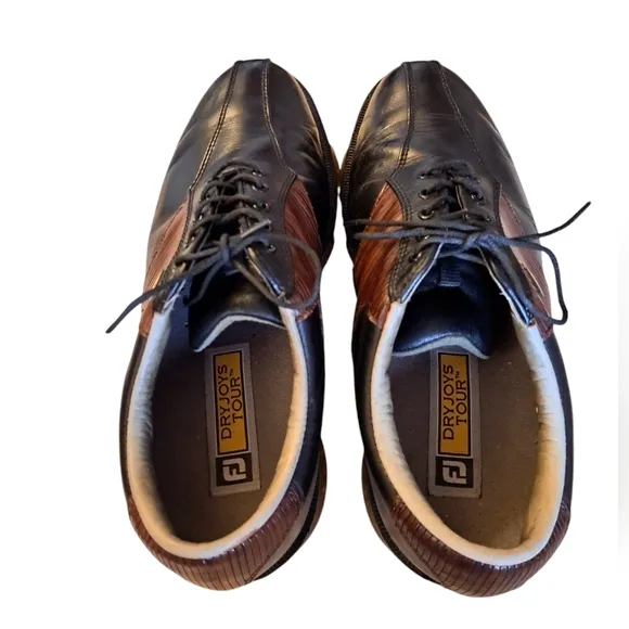 Men's FootJoy Black and Brown Leather Shoes. Golf Shoes. Size 9 W
