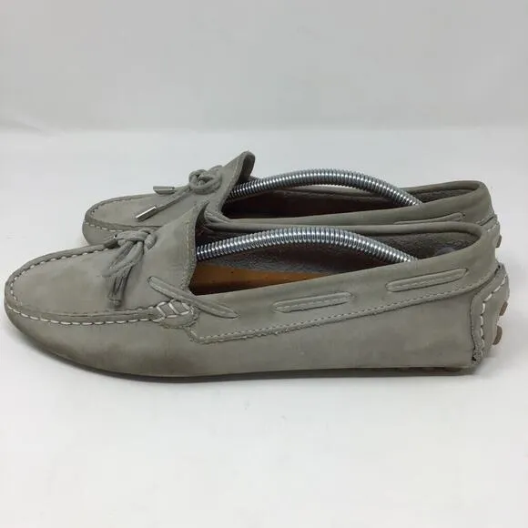 Mercanti Fiorentini Shoes Womens 7 B Loafer Driving Gray Slip On Moc Toe Bow