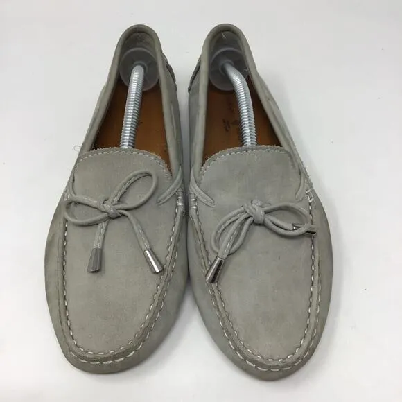 Mercanti Fiorentini Shoes Womens 7 B Loafer Driving Gray Slip On Moc Toe Bow