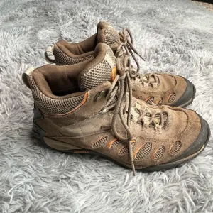 Merrell Boots Mens Size 9 Hiking Brown Yokota Pulse Shoes Suede Mesh Brown Mid