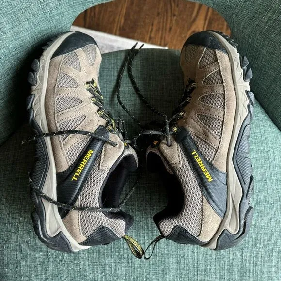 Merrell Men Outright Inferno J342288c Boulder/Old Gold Leather Hiking Shoe 11