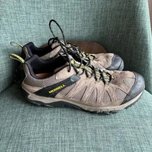 Merrell Men Outright Inferno J342288c Boulder/Old Gold Leather Hiking Shoe 11