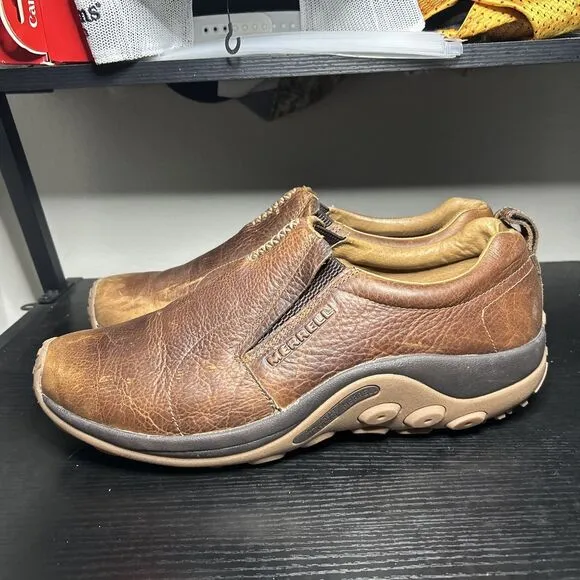 Merrell Men's Jungle Moc Crafted Leather Slip-On Shoes- Brown Size 15 J003087