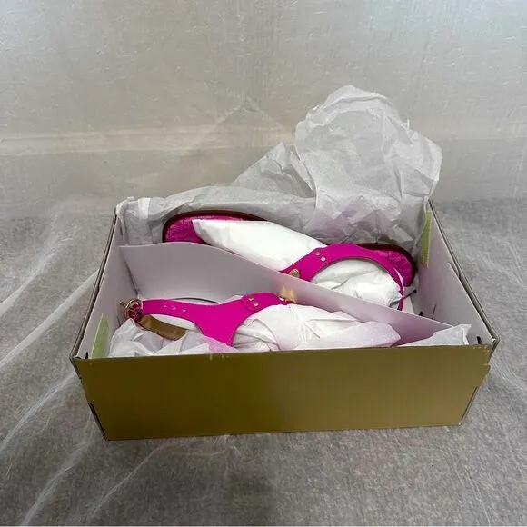 Michael Kors MK Plate Women's Faux Leather Slingback Thong Sandals NWT