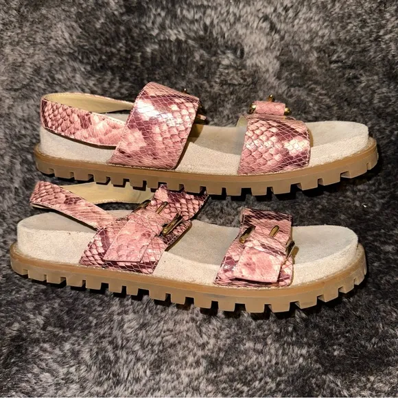 Michael Michael Kors Judd Snake Embossed Leather Sandal Sz 7.5 Bohemian Festival