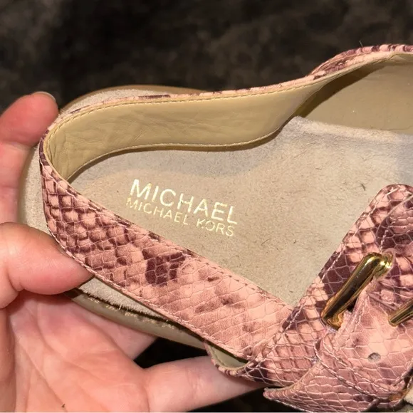 Michael Michael Kors Judd Snake Embossed Leather Sandal Sz 7.5 Bohemian Festival