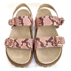 Michael Michael Kors Judd Snake Embossed Leather Sandal Sz 7.5 Bohemian Festival