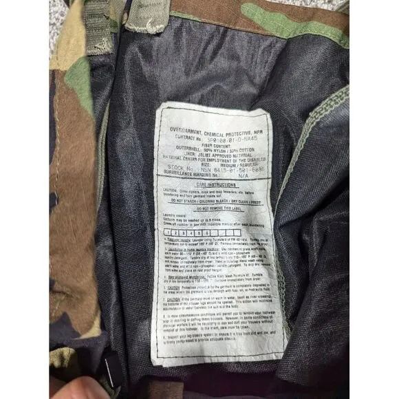 Military Chemical Protective Overgarment Mens Medium Camo‎ Overalls Y2K 32x30