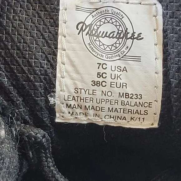 Milwaukee Motorcycle Men's Black Road Captain Boots SZ 7