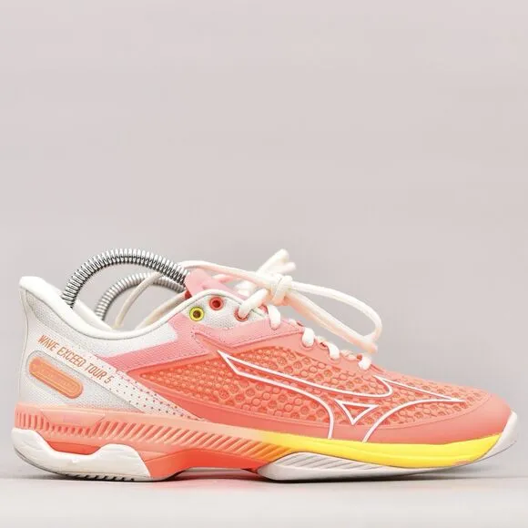 MIZUNO WOMEN'S WAVE EXCEED TOUR 5 TENNIS SHOES SIZE 8 PINK WHITE