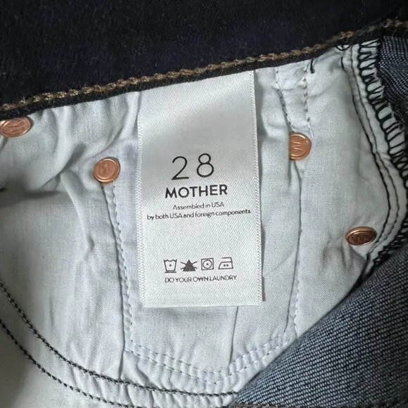 MOTHER‎ Looker Ankle Fray So Good Jeans Dark Wash Size 28