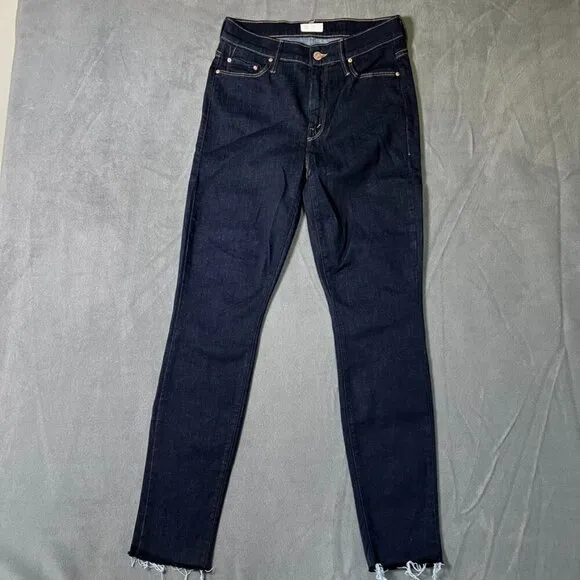 MOTHER‎ Looker Ankle Fray So Good Jeans Dark Wash Size 28