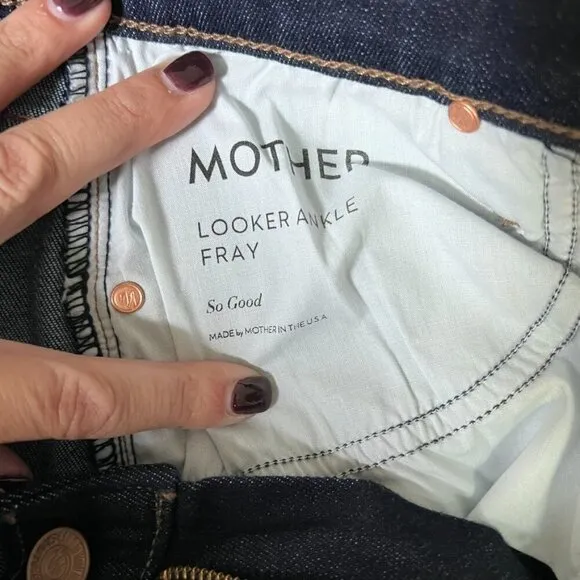 MOTHER‎ Looker Ankle Fray So Good Jeans Dark Wash Size 28