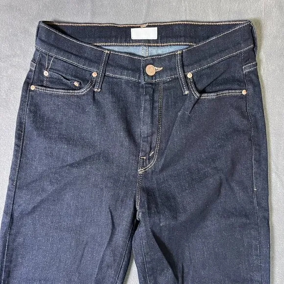 MOTHER‎ Looker Ankle Fray So Good Jeans Dark Wash Size 28