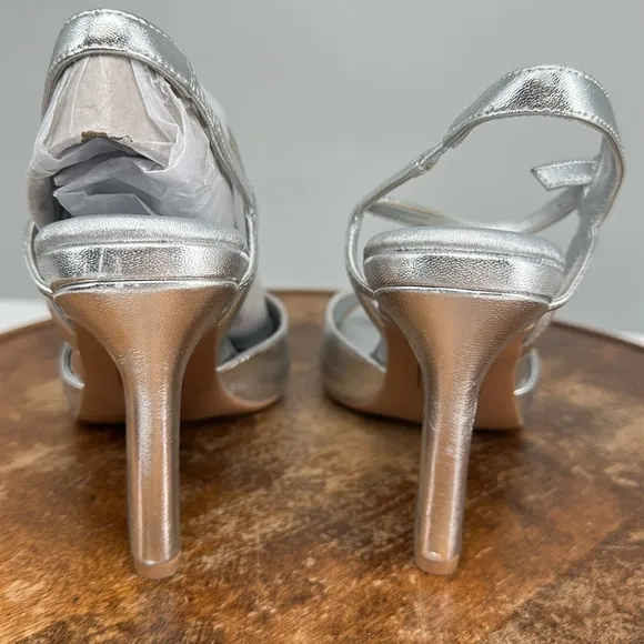 Natrualizer Shoes Wm 7.5 Wide Lala Silver Leather Strappy Heel Sandals