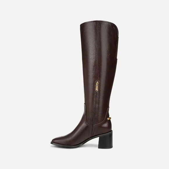 Naturalizer 27 EDIT Edda Boot Women's 6 Dark Brown Wide Knee High Shoes FZP111