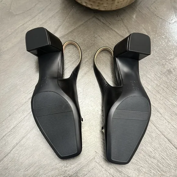 NATURALIZER Keeley Slingback Pumps Women's Shoes In Black Leather (WIDE)