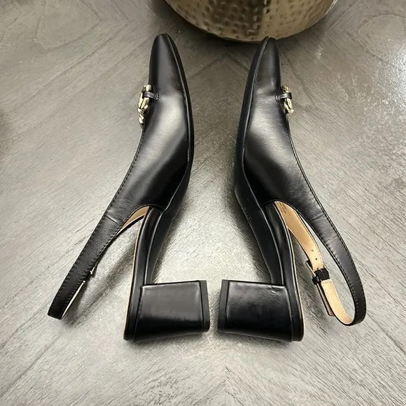 NATURALIZER Keeley Slingback Pumps Women's Shoes In Black Leather (WIDE)