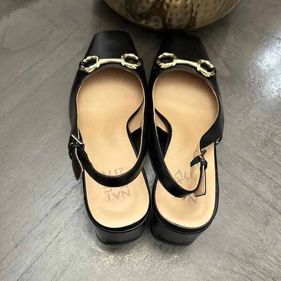 NATURALIZER Keeley Slingback Pumps Women's Shoes In Black Leather (WIDE)